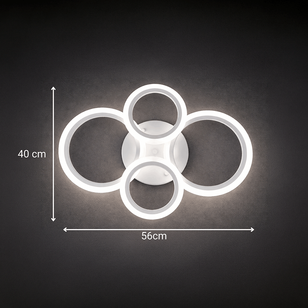 LED lustr s dálkovým ovládáním BETTY 43W, 4 kruhy, studené/teplé/neutrální světlo, stmívatelné, bílý LED lustr s dálkovým ovládáním Výchozí název Alessandro Design