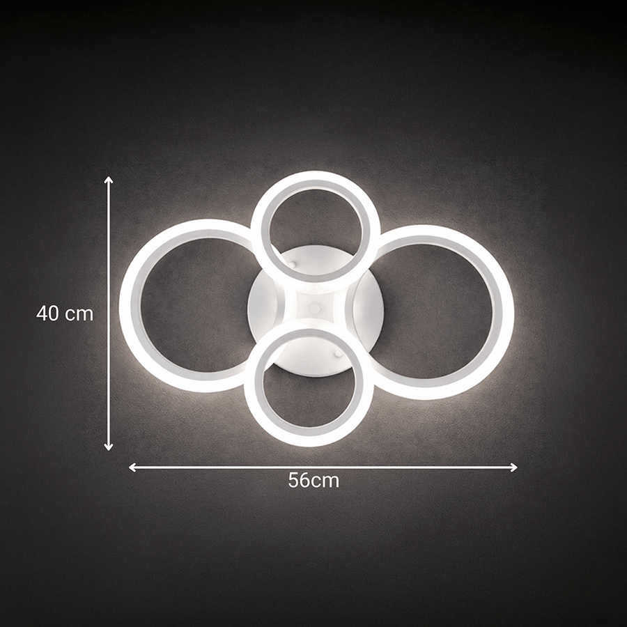 LED lustr s dálkovým ovládáním BETTY 43W, 4 kruhy, studené/teplé/neutrální světlo, stmívatelné, bílý LED lustr s dálkovým ovládáním Výchozí název Alessandro Design