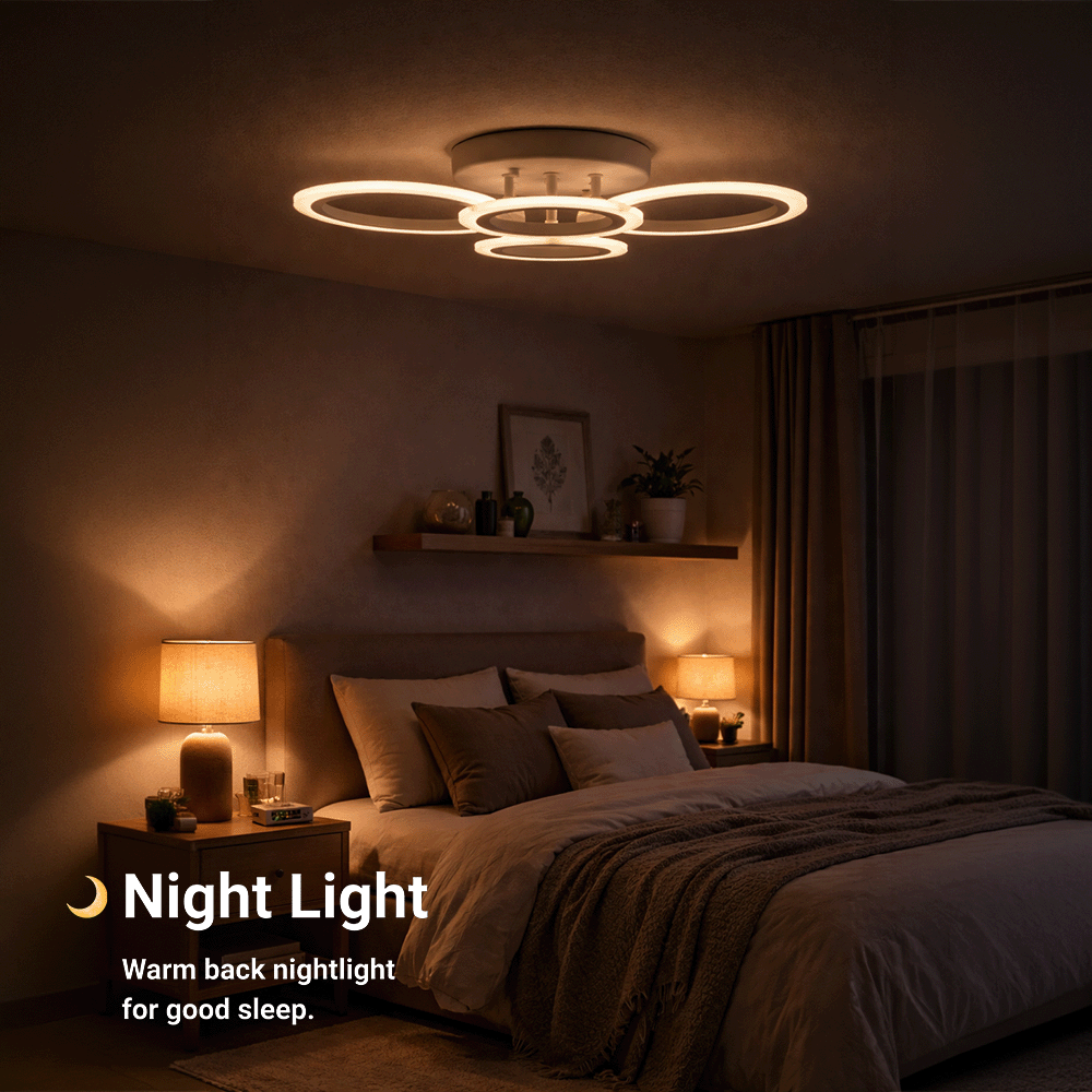 LED lustr s dálkovým ovládáním BETTY 43W, 4 kruhy, studené/teplé/neutrální světlo, stmívatelné, bílý LED lustr s dálkovým ovládáním Výchozí název Alessandro Design
