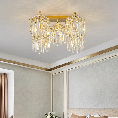 Křišťálový lustr CC180/5GD, 5xE14, 45*45*31,5, IP20, zlato, křišťál, železo, žárovky nejsou součástí balení