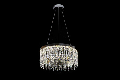 LED lustr CC41003/400CH, Průměr 40 cm, Výška 120 cm, IP20, Studené/Neutrální/Teplé světlo, Stmívatelné, Stříbrný, Křišťál, Ocel
