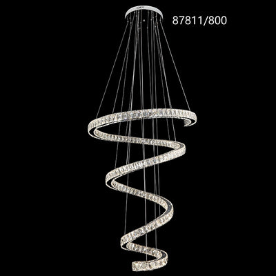 LED lustr CC87811/800CH, Průměr 80 cm, Výška 150 cm, IP20, Studené/Neutrální/Teplé světlo, Stmívatelné, Stříbrný, Křišťál, Ocel