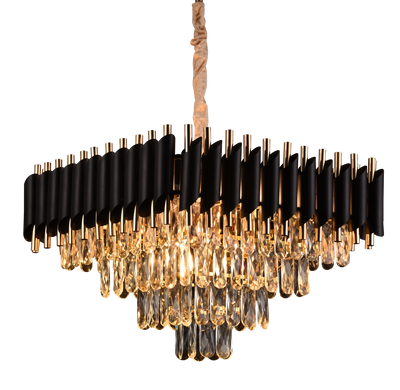 Křišťálový lustr VERSAILLES Nobile 5xE14, průměr 48 cm, výška 35 cm nastavitelná, IP20, zlatá, černá, kov, křišťál, žárovky nejsou součástí balení