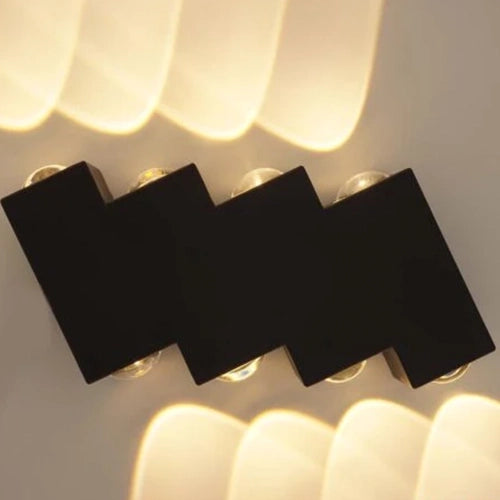 Venkovní a vnitřní nástěnné LED svítidlo, 4 zdroje x 1W, IP65, ABS, černá, 3000K