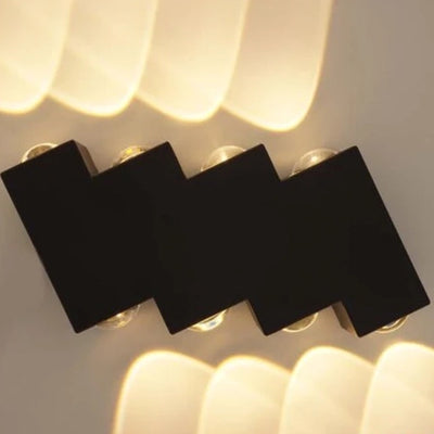 Venkovní a vnitřní nástěnné LED svítidlo, 4 zdroje x 1W, IP65, ABS, černá, 3000K