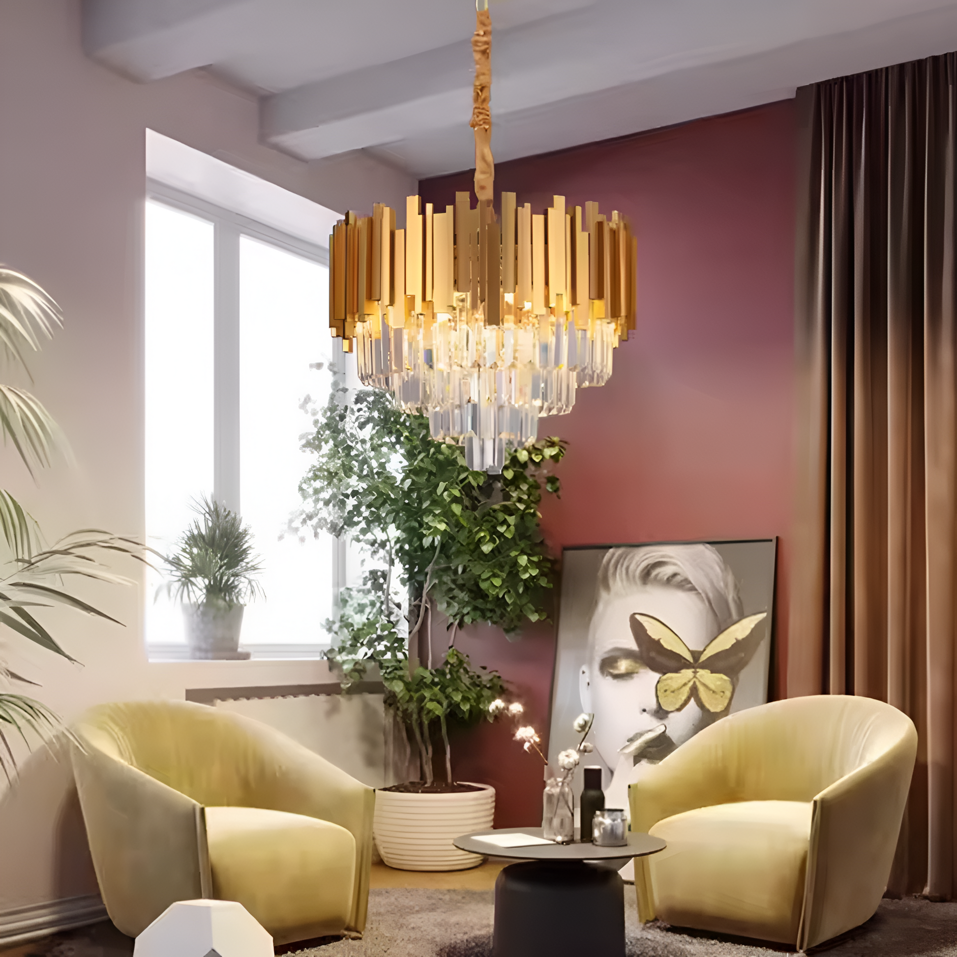 BLOIS Petito Candelabra, Průměr 30cm, 3x E14 Lesklá zlatá, Nastavitelná výška Cristal Candelabra Výchozí název Alessandro Design