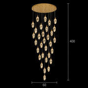 Závěsný křišťálový LED lustr, Justinian, Průměr 60 cm, Nastavitelná výška, Zlato, Kov a Křišťál