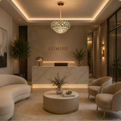 Candelabru Cristal BANO Eleganza, 60W, 7xE14,  Inaltime Reglabila, Metal si Cristal, Auriu