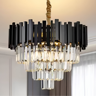 Křišťálový lustr BLOIS Nobile 5xE14, průměr 40 cm, černý, nastavitelná výška