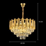 Křišťálový lustr BUCKINGHAM Nobile 5xE14, Průměr 40cm, Lesklý zlatý, Nastavitelná výška