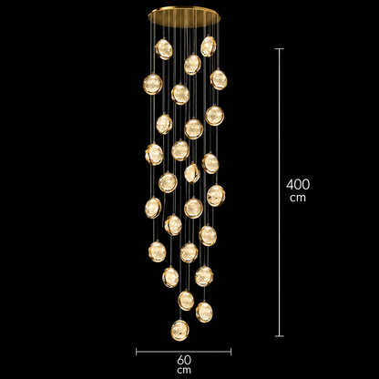 Závěsný křišťálový LED lustr, Justinian, Průměr 60 cm, Nastavitelná výška, Zlato, Kov a Křišťál