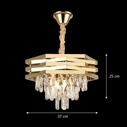 Candelabru Cristal HEXA Ø37cm 5xE14 Auriu