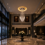 LED křišťálový lustr 80W AUGUSTA Gold, průměr 50 cm, výška 200 cm, model žebříku