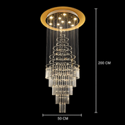 LED křišťálový lustr 80W AUGUSTA Gold, průměr 50 cm, výška 200 cm, model žebříku