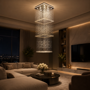 LED křišťálový lustr 80W PALATINA Gold, Průměr 50cm, Výška 200cm, Model žebříku