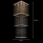LED křišťálový lustr 80W PALATINA Gold, Průměr 50cm, Výška 200cm, Model žebříku