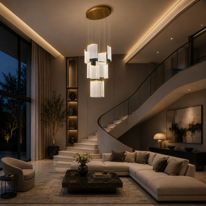 Alduino Crystal LED Lustr Zlatý průměr 80cm Zlatý Nastavitelná výška