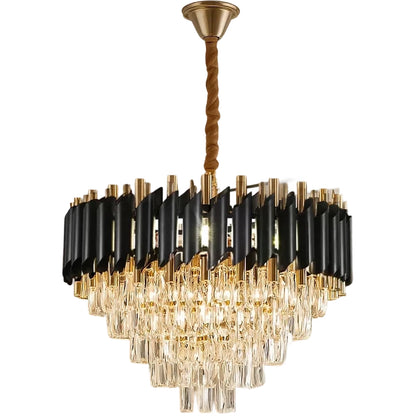 Křišťálový lustr VERSAILLES Elegance 8x E14, Průměr 50cm, Černá, Lesklá zlatá, Nastavitelná výška Křišťálové lustry Výchozí název Alessandro Design