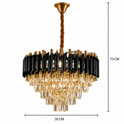 Křišťálový lustr VERSAILLES Eleganza 8x E14, Průměr 50cm, Černá, Lesklá zlatá, Nastavitelná výška