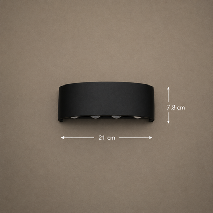 Vnější nástěnné LED svítidlo Ellis, 8W, 8 světelných zdrojů, teplé světlo, černá