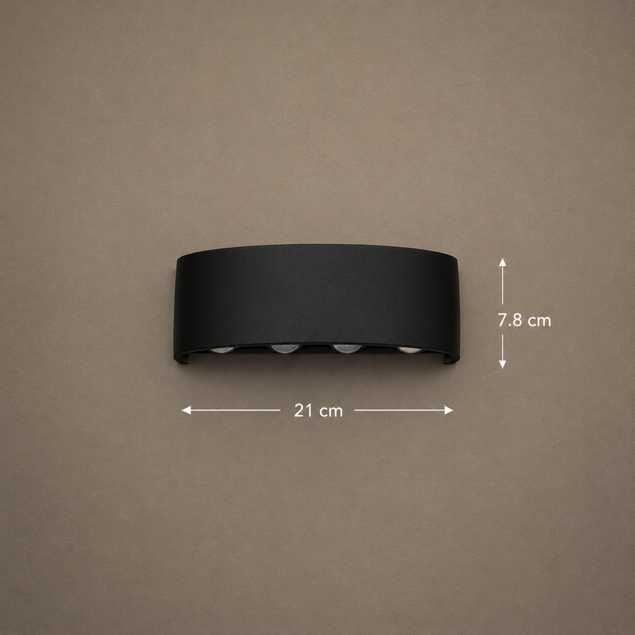 Vnější nástěnné LED svítidlo Ellis, 8W, 8 světelných zdrojů, teplé světlo, černá