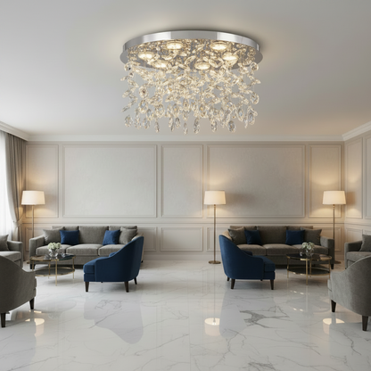 Křišťálový LED lustr LLC210/550CH kulatý, 30W, studené/teplé/neutrální světlo, křišťál, lesklý chrom