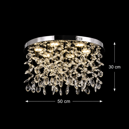 Křišťálový LED lustr LLC210/550CH kulatý, 30W, studené/teplé/neutrální světlo, křišťál, lesklý chrom