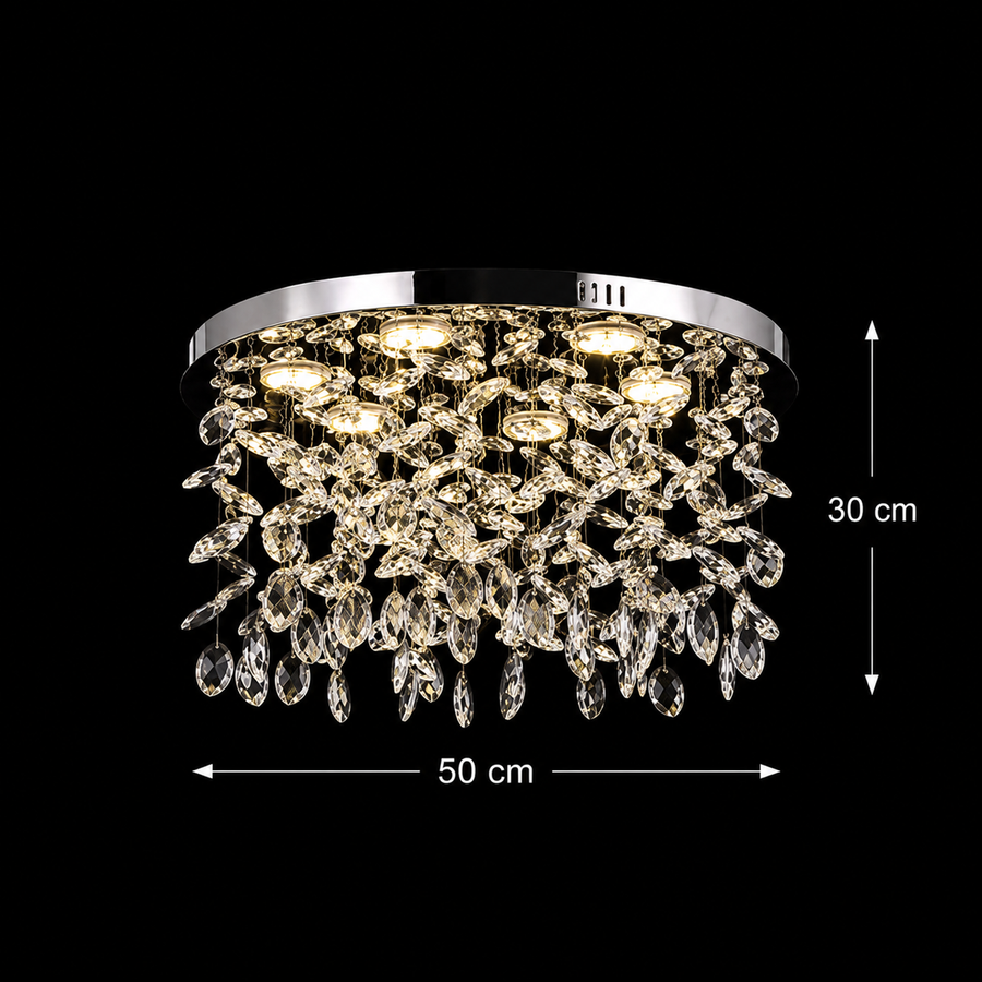 Křišťálový LED lustr LLC210/550CH kulatý, 30W, studené/teplé/neutrální světlo, křišťál, lesklý chrom