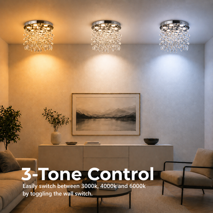 Křišťálový LED lustr LLC210/550CH kulatý, 30W, studené/teplé/neutrální světlo, křišťál, lesklý chrom