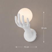 Dekorativní LED nástěnné svítidlo MANO, 15x30cm, 1xE27, sklo a pryskyřice, bílá