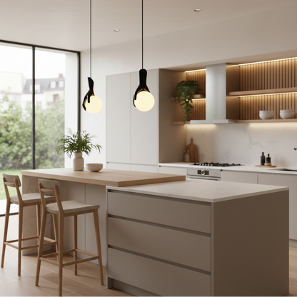 Lustra MANOS, 13x120cm, 1xE27, Sticla si Resina, Negru