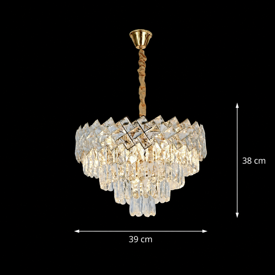 Křišťálový lustr WINDSOR Nobile 5xE14, průměr 39 cm, lesklé zlato, nastavitelná výška Křišťálové lustry Výchozí název Alessandro Design