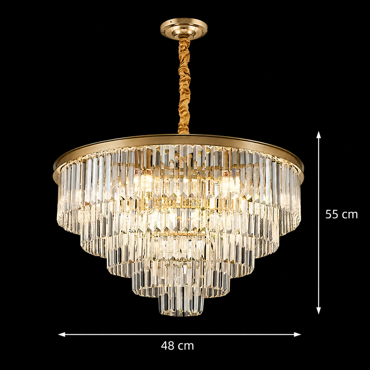 Křišťálový lustr CHAMBORD Eleganza 8xE14, Průměr 48cm, Matt Gold Křišťálové lustry Výchozí název Alessandro Design