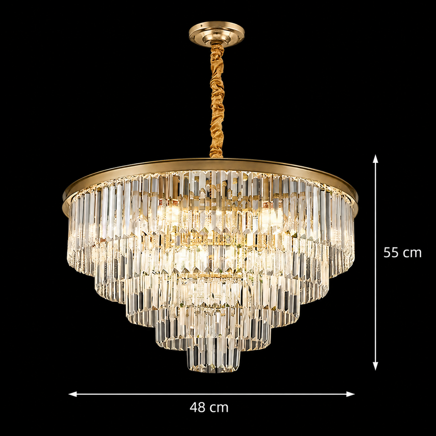 Křišťálový lustr CHAMBORD Eleganza 8xE14, Průměr 48cm, Matt Gold Křišťálové lustry Výchozí název Alessandro Design