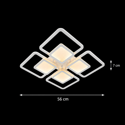 LED lustr s dálkovým ovládáním SUSAN 96W, 4 čtverce, studené/teplé/neutrální světlo, stmívatelné, bílý LED lustr s dálkovým ovládáním Výchozí název Alessandro Design