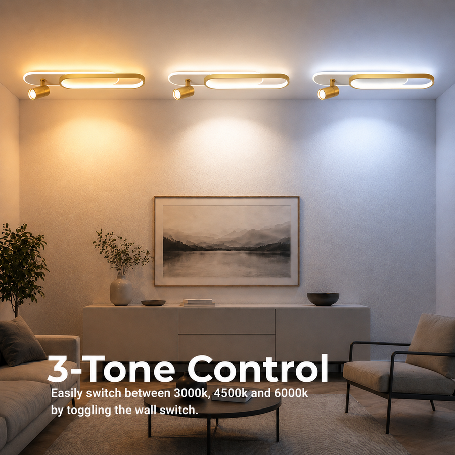 Lustra LED cu Proiector Reglabil FISSO Camilla, 48W, lumina Rece/Calda/Neutra 3000K/4000K/6000K, Auriu Lucios, Metal si Acril Lustre LED Default Title Alessandro Design