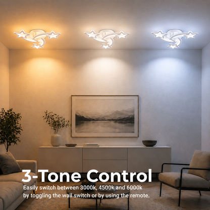 LED lustr s dálkovým ovládáním IPOMOEA 51W, 3 hvězdičky, Studené/Teplé/Neutrální světlo, Stmívatelné, Bílý LED lustr s dálkovým ovládáním Výchozí název Alessandro Design