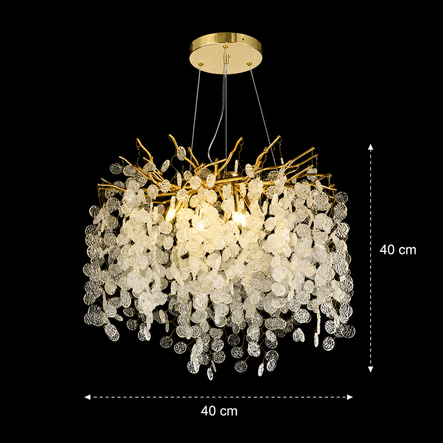 Křišťálový lustr WALTZ Serenáda, 6xG9, zlatý, 40 cm, Nastavitelná výška Křišťálové lustry Výchozí název Alessandro Design