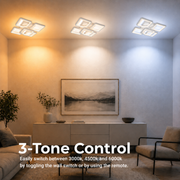 LED lustr s dálkovým ovládáním ZOE 70W, 5 čtverců, studené/teplé/neutrální světlo, stmívatelné, bílý LED lustr s dálkovým ovládáním Výchozí název Alessandro Design