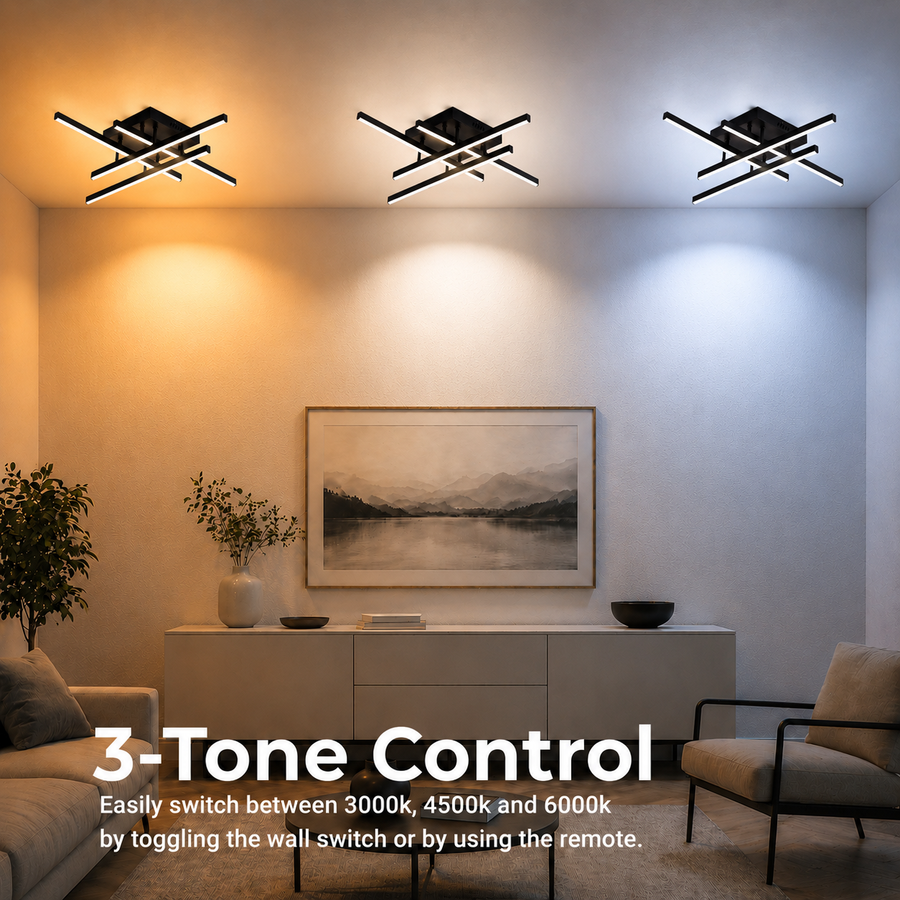 LED lustr s dálkovým ovládáním LINEX, 52W, 4 prvky, lineární, studené/teplé/neutrální světlo, stmívatelné, černé LED lustry s dálkovým ovládáním Výchozí název Alessandro Design
