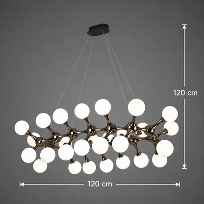 Lustra Suspendata ELEKTRA Grande, Ø120cm, 20xG9, Auriu, Metal si Sticla
