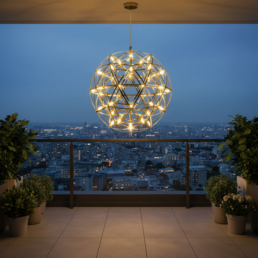 Křišťálový LED lustr KILKENNY Culmino, 144W, neutrální světlo, průměr 60cm, zlatý