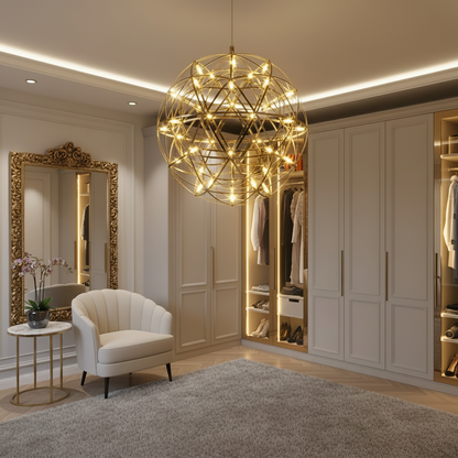 Křišťálový LED lustr KILKENNY Culmino, 144W, neutrální světlo, průměr 60cm, zlatý