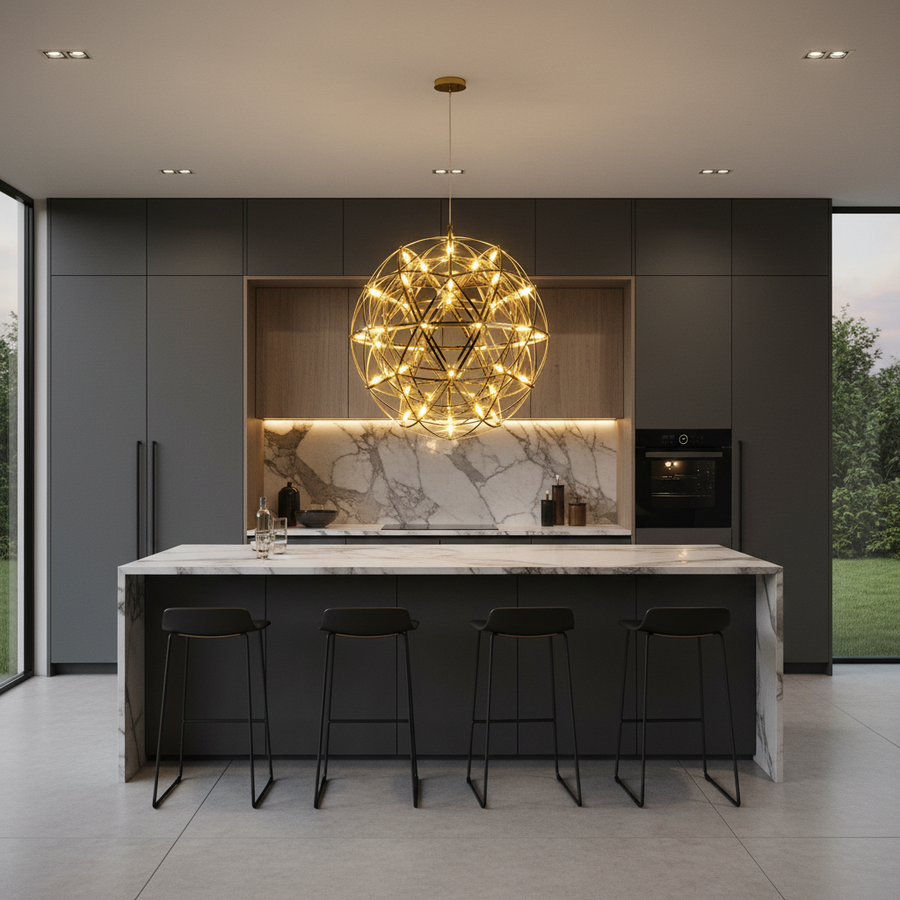 Křišťálový LED lustr KILKENNY Culmino, 144W, neutrální světlo, průměr 60cm, zlatý