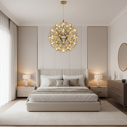 Křišťálový LED lustr KILKENNY Culmino, 144W, neutrální světlo, průměr 60cm, zlatý