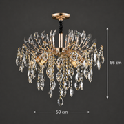Křišťálový lustr PALERMO Eleganza 5xE14, Průměr 50cm, Zlatý