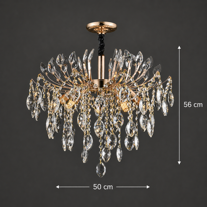Křišťálový lustr PALERMO Eleganza 5xE14, Průměr 50cm, Zlatý