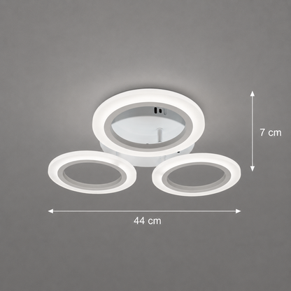 VELKÝ LED lustr 27W, 3 kruhy, neutrální světlo, bílý