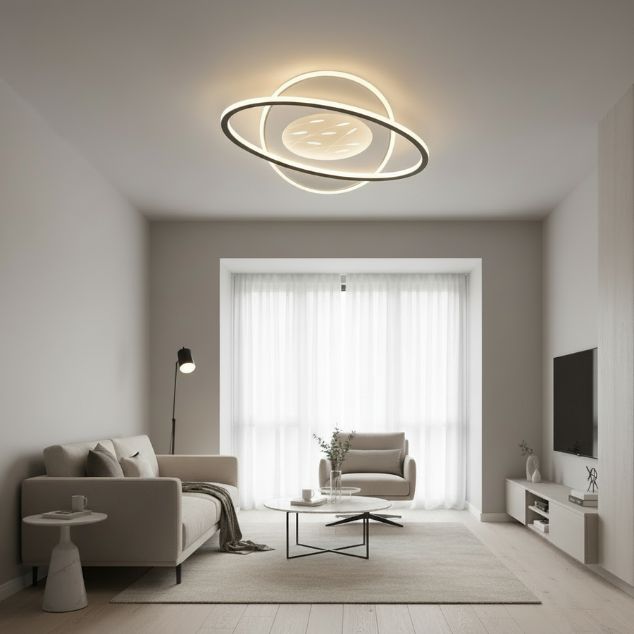 LED lustr s dálkovým ovládáním VOLTA 125W, oválný, studené/teplé/neutrální světlo, stmívatelný, černý
