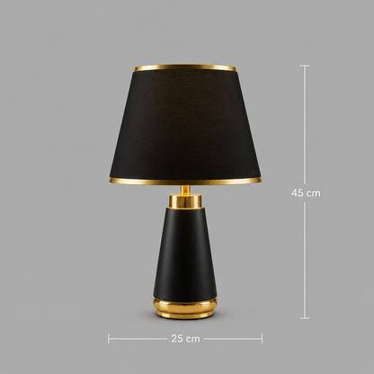 Veioza VZ210BK, 1x E27, kov a textil, černá a zlatá